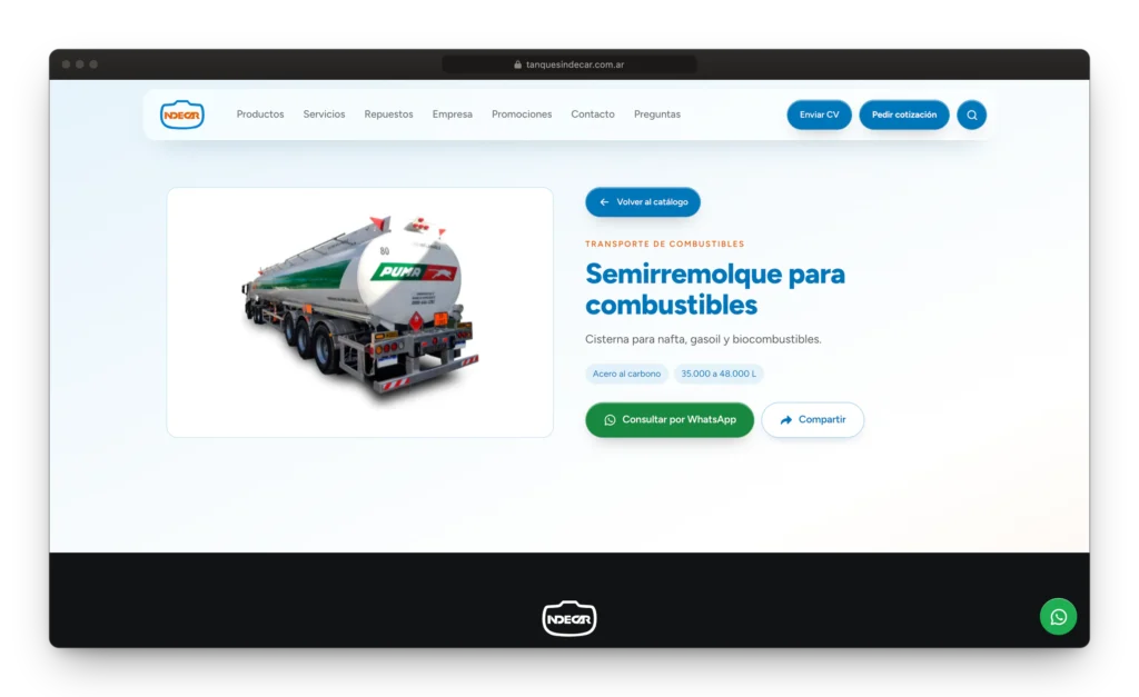 Desarrollo web INDECAR